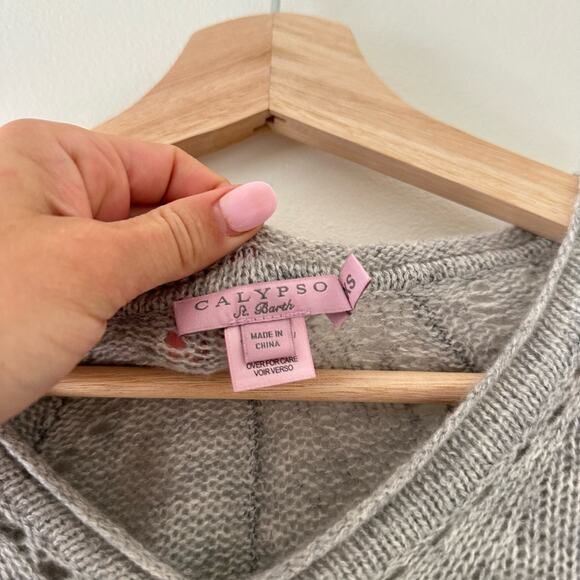 Calypso St. Barth Cashmere V-Neck Asymmetric Hem Poncho Sweater XS - Picture 5 of 7